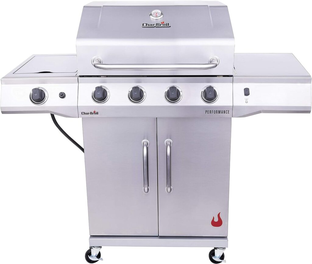 Char-Broil 463354021 Performance 4-Burner Cabinet Style Liquid Propane Gas Grill, Stainless Steel