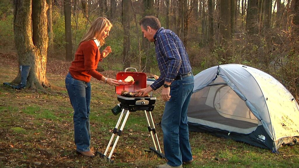 Cuisinart CGG-180 Petit Gourmet Portable Gas Grill with VersaStand, Red