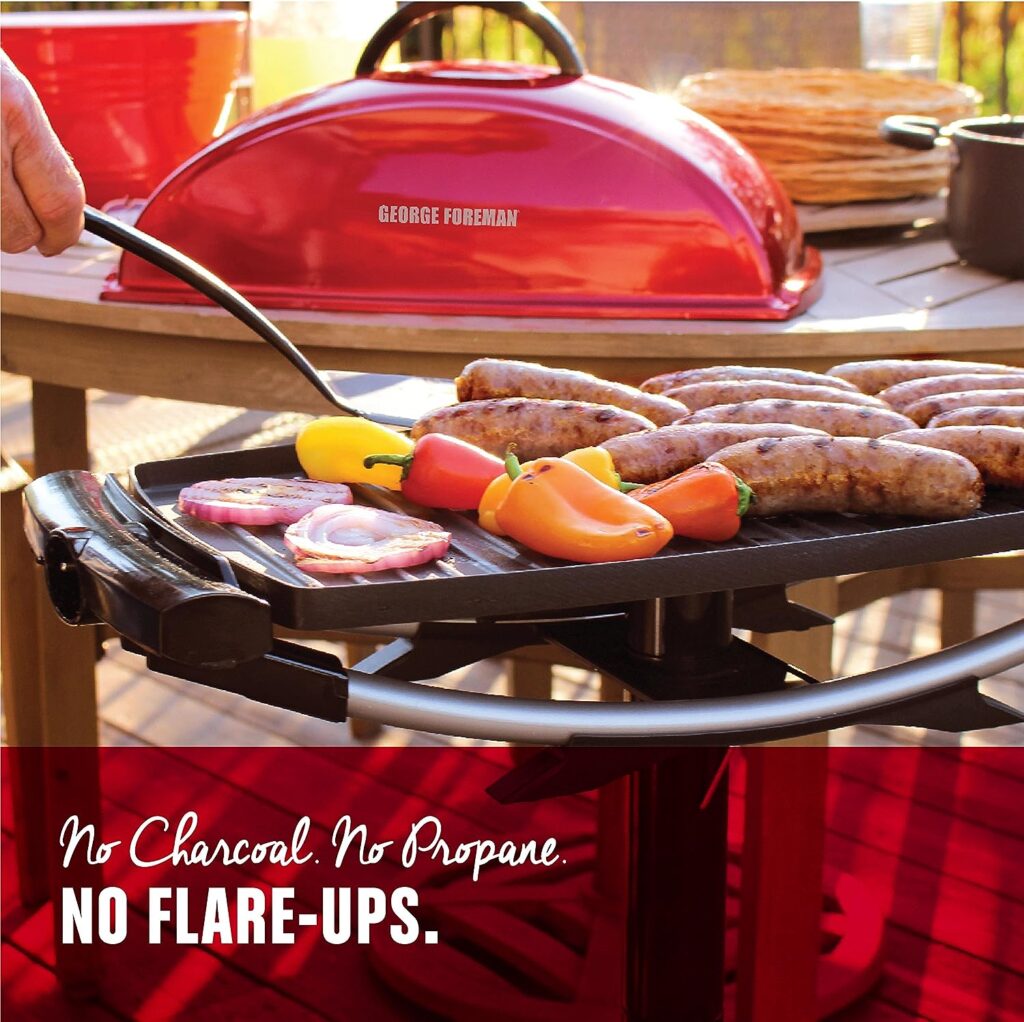 George Foreman 12-Serving Indoor/Outdoor Rectangular Electric Grill, Red, GFO201R