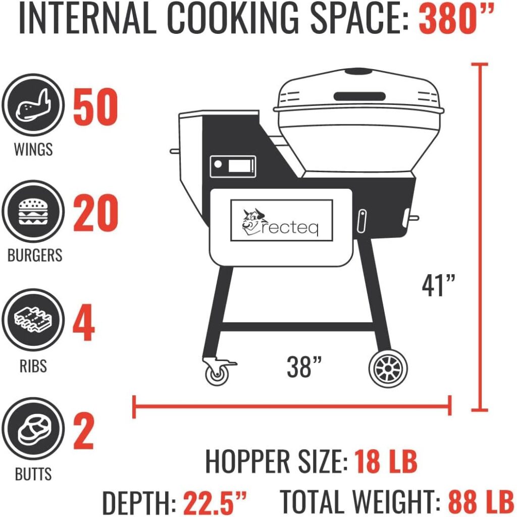 recteq RT-B380X Bullseye Deluxe Wood Pellet Smoker Grill | Electric Pellet Grill | Reach Temperatures Up to 1000°F…