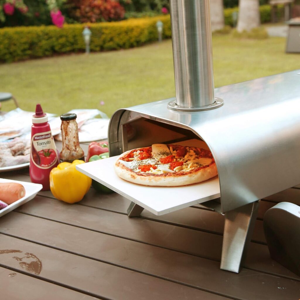 BIG HORN OUTDOORS Pizza Ovens Wood Pellet Pizza Oven Wood Fired Pizza Maker Portable Stainless Steel Pizza Grill