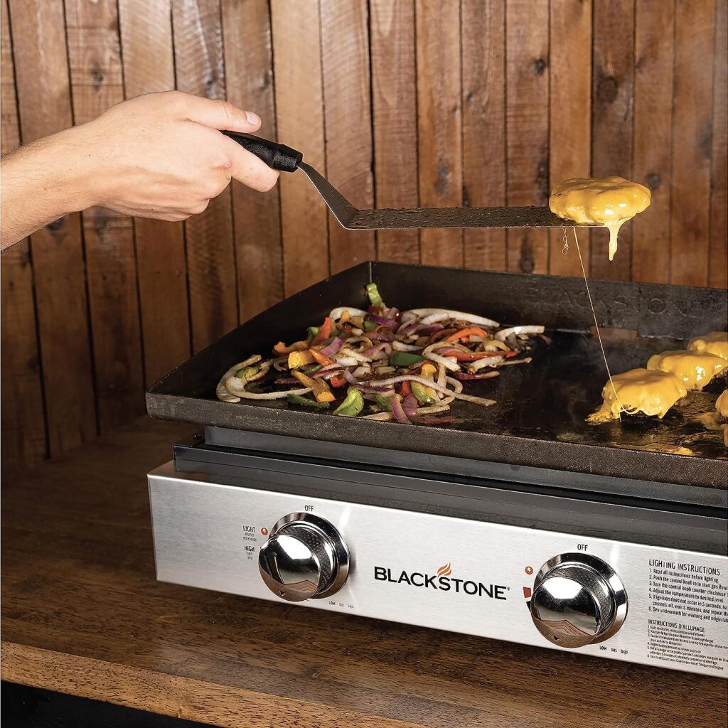 Blackstone Tabletop Griddle, 1666, Heavy Duty Flat Top Griddle Grill Station for Camping, Camp, Outdoor, Tailgating, Tabletop – Stainless Steel Griddle with Knobs  Ignition, Black, 22 inch