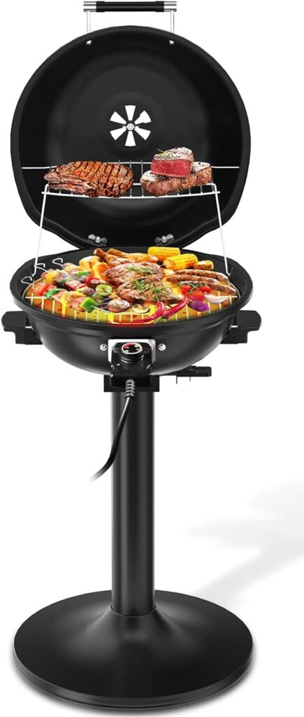 Vayepro Electric Grill Outdoor, Electric Barbecue Grill,15-Serving Nonstick Removable Stand Patio Grill,1800W Portable BBQ Grill for Cooking,Double Layer Design