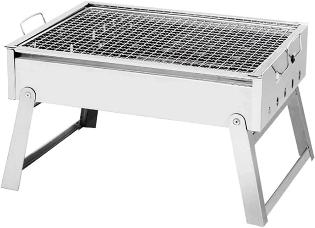 ZCxiyu Barbecue Grill Barbecue Portable BBQ Folding Barbecue Stainless Steel Outdoor Cooking Camping Portable/Silver / 38x29x21cm (Color : Silver, Size : 38x29x21cm)