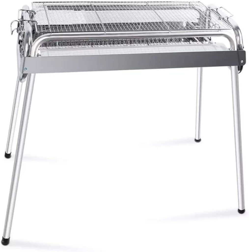 ZCxiyu Barbecue Grill Barbecue Portable BBQ Stainless Steel Outdoor Barbecue Folding Barbecue Kitchen Accessories Camping/Silver / 69.5x29.5cm (Color : Silver, Size : 69.5x29.5cm)