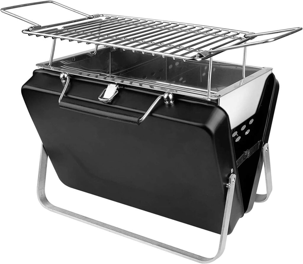 ZCxiyu Barbecue Grill Barbecue Stainless Steel BBQ Folding Black Portable Barbecue Collapsible Accessories for Home Park Use Mini BBQ Practical/Black / 23x29x20cm (Color : Black, Size : 23x29x20cm)