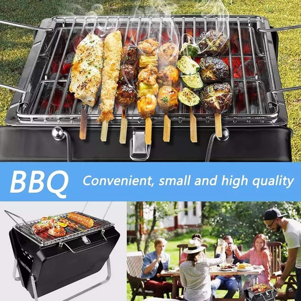 ZCxiyu Barbecue Grill Barbecue Stainless Steel BBQ Folding Black Portable Barbecue Collapsible Accessories for Home Park Use Mini BBQ Practical/Black / 23x29x20cm (Color : Black, Size : 23x29x20cm)