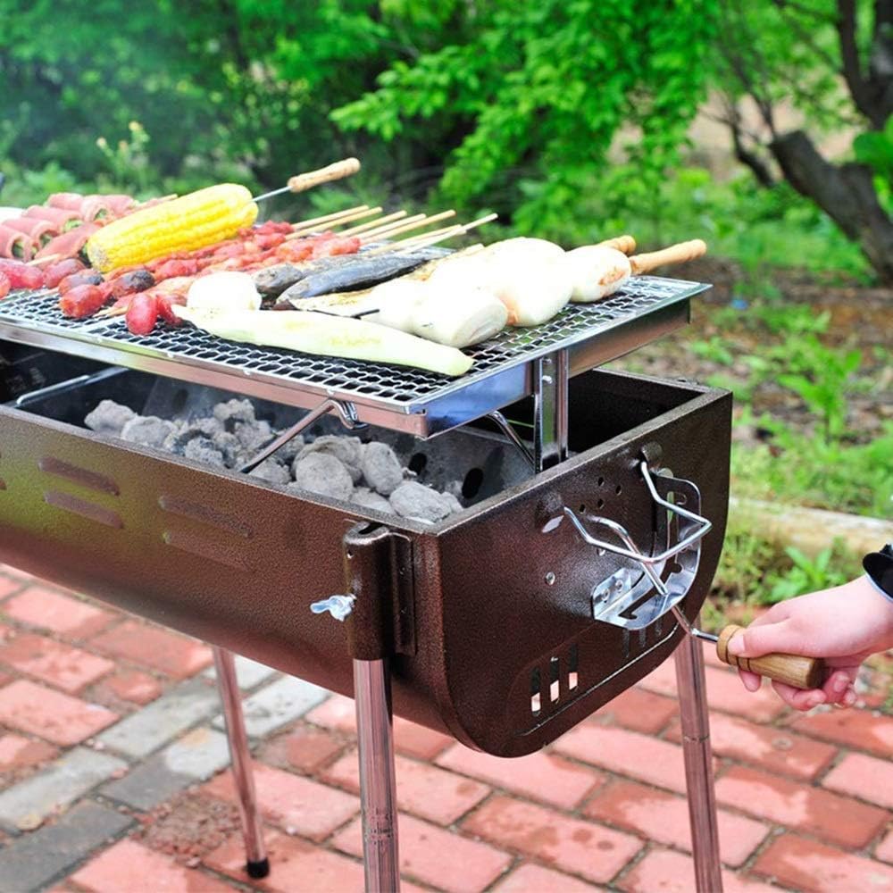 ZCxiyu Barbecue Grill Outdoor Full Set of ThickerBarbecue for More Than 5 People at Home, Outdoor Portable Stainless Steel Barbecue, 5 Speed Adjustment Function Thicken