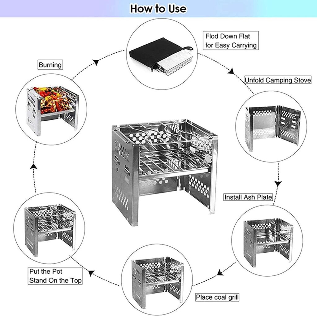 ZCxiyu Barbecue Grill Stainless Steel, Portable, Adjustable Lifting Folding Stove, Suitable for Picnics and Backyards Practical